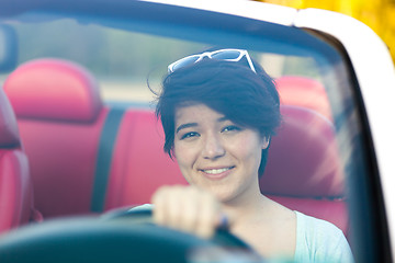 Image showing Woman Driving a Convertible