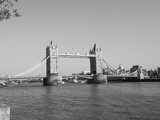 Image showing Black and white Tower Bridge in London