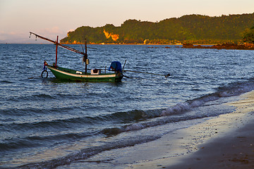 Image showing sunrise asia in the  lomprayah bay white  beach    rocks  china 