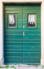 Image showing double-wing front door green