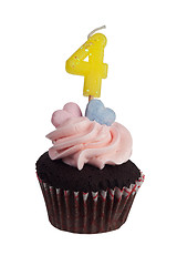 Image showing Mini cupcake with number four candle