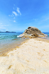 Image showing asia   white  beach    rocks  south china sea kho samui  