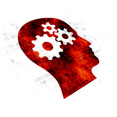 Image showing Information concept: Head With Gears on Digital background