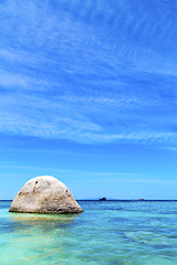 Image showing asia in thailand  kho tao  bay isle white  beach     pirogue   