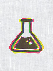 Image showing Science concept: Flask on fabric texture background