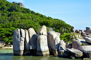 Image showing asia   bay isle white  beach    rocks  