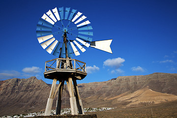 Image showing africa windmills and the sky in  isle of lanzarote 