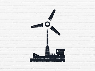 Image showing Manufacuring concept: Windmill on wall background