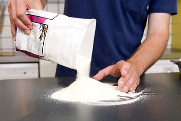 Image showing Making Pasta - Pouring Flour