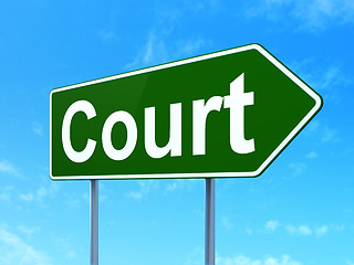 Image showing Law concept: Court on road sign background