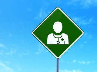 Image showing Healthcare concept: Doctor on road sign background