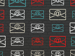 Image showing Business concept: Email icons on wall background