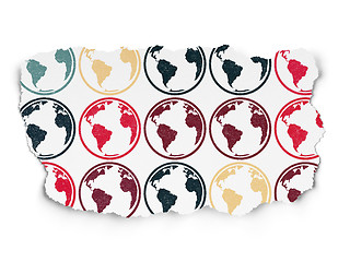 Image showing Science concept: Globe icons on Torn Paper background