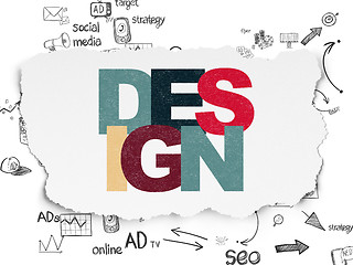 Image showing Advertising concept: Design on Torn Paper background