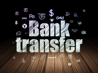 Image showing Currency concept: Bank Transfer in grunge dark room