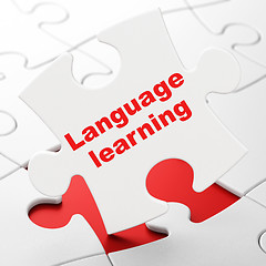 Image showing Learning concept: Language Learning on puzzle background