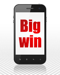 Image showing Business concept: Smartphone with Big Win on display