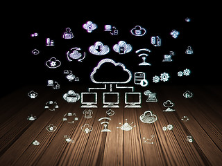 Image showing Cloud computing concept: Cloud Network in grunge dark room