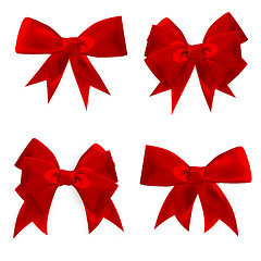 Image showing Shiny red satin bow Set. EPS 10