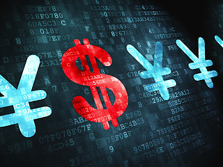 Image showing Money concept: Dollar And Yen on digital background