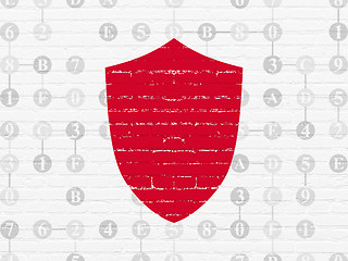 Image showing Privacy concept: Shield on wall background