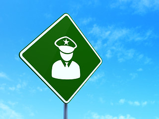 Image showing Law concept: Police on road sign background