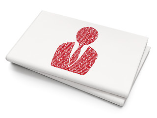 Image showing Marketing concept: Business Man on Blank Newspaper background