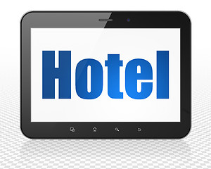 Image showing Tourism concept: Tablet Pc Computer with Hotel on display