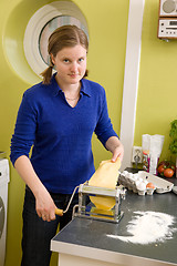 Image showing Woman Making Homemade Pasta