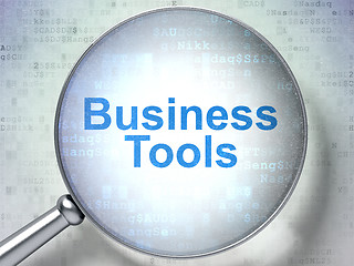 Image showing Finance concept: Business Tools with optical glass