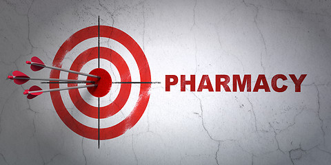 Image showing Healthcare concept: target and Pharmacy on wall background