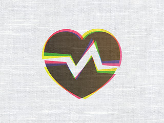 Image showing Medicine concept: Heart on fabric texture background