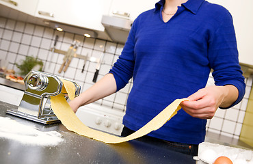 Image showing Female Making Pasta