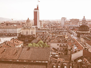 Image showing Retro looking Piazza Castello Turin