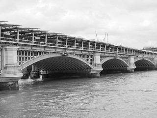 Image showing Black and white Blackfriars bridge in London
