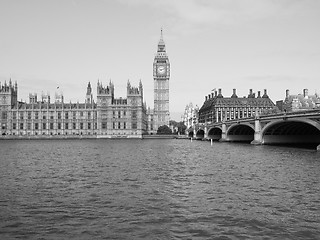 Image showing Black and white Houses of Parliament in London