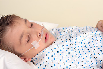 Image showing Ttauma patient with nasal cannula -  closeup