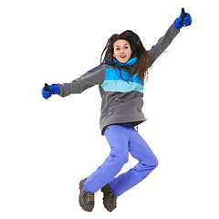 Image showing Winter woman jumping