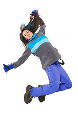 Image showing Winter woman jumping