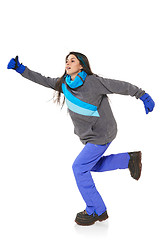 Image showing Winter woman running