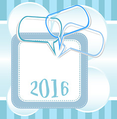 Image showing 2016 New Year card design with abstract speech bubbles set