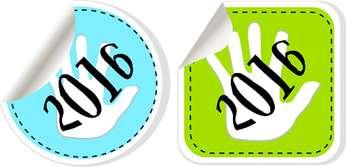 Image showing new year 2016 icon set. new years symbol original modern design for web and mobile app on white background