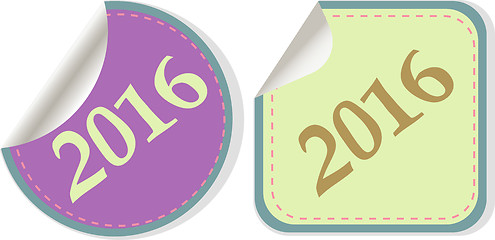 Image showing creative happy new year 2016 design. Flat design. button