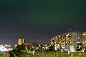Image showing Polar lights above the city