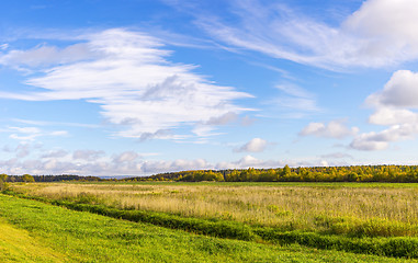 Image showing Autumn blue sky and field panorama