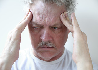Image showing temple headache in older man