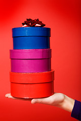 Image showing Gift Stack on Red