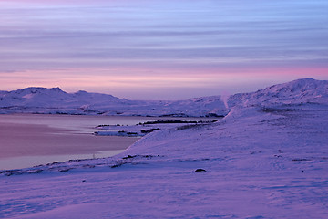 Image showing Sunrise at Valley Haukadalur, Iceland