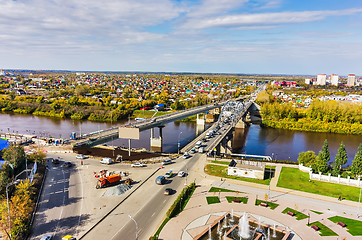 Image showing Old bridge and construction new one. Tyumen.Russia