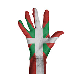 Image showing Palm of a woman hand, painted with flag